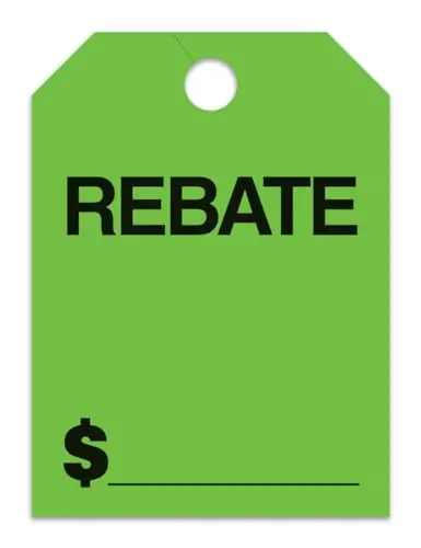Jumbo "Rebate" Car Dealer Mirror Hang Tags - Fluorescent Colors Large Size (8-1/2" × 11-1/2") Tags For Auto Dealership Supplies - Durable 11-Point Stock Material 1