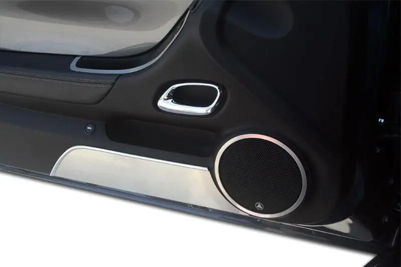 5Th Gen Camaro Door Panel Kick Plates 2Pc - Plain Brushed Stainless Steel 2010-2015 1