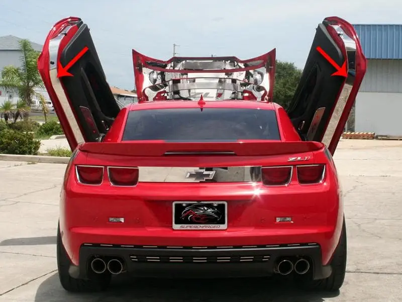 5Th Gen Camaro Lambo Style Door Jamb Trim Kit - Polished Stainless Steel Full Length 1