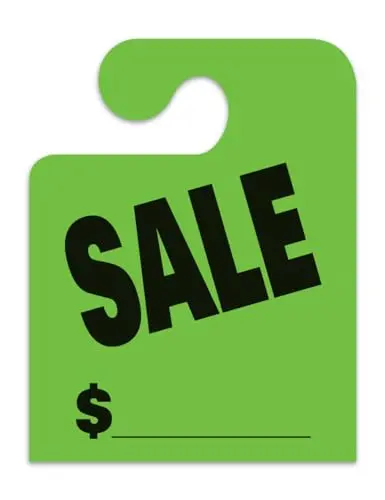 Jumbo "Sale" J-Hook Style Mirror Hang Tags - Fluorescent Green Large Size (8-1/2" × 11") Car Dealer Tags For Auto Dealership Supplies - Durable 11-Point Stock Material 1