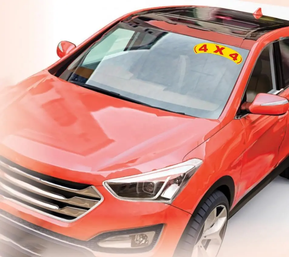 Arched Slogan Window Stickers - Red And Yellow Car Dealer Windshield Stickers - Durable, Weatherproof Vinyl With Easy On/Off Adhesive - Back Slit For Seamless Installation - 14" × 2-3/4" 10