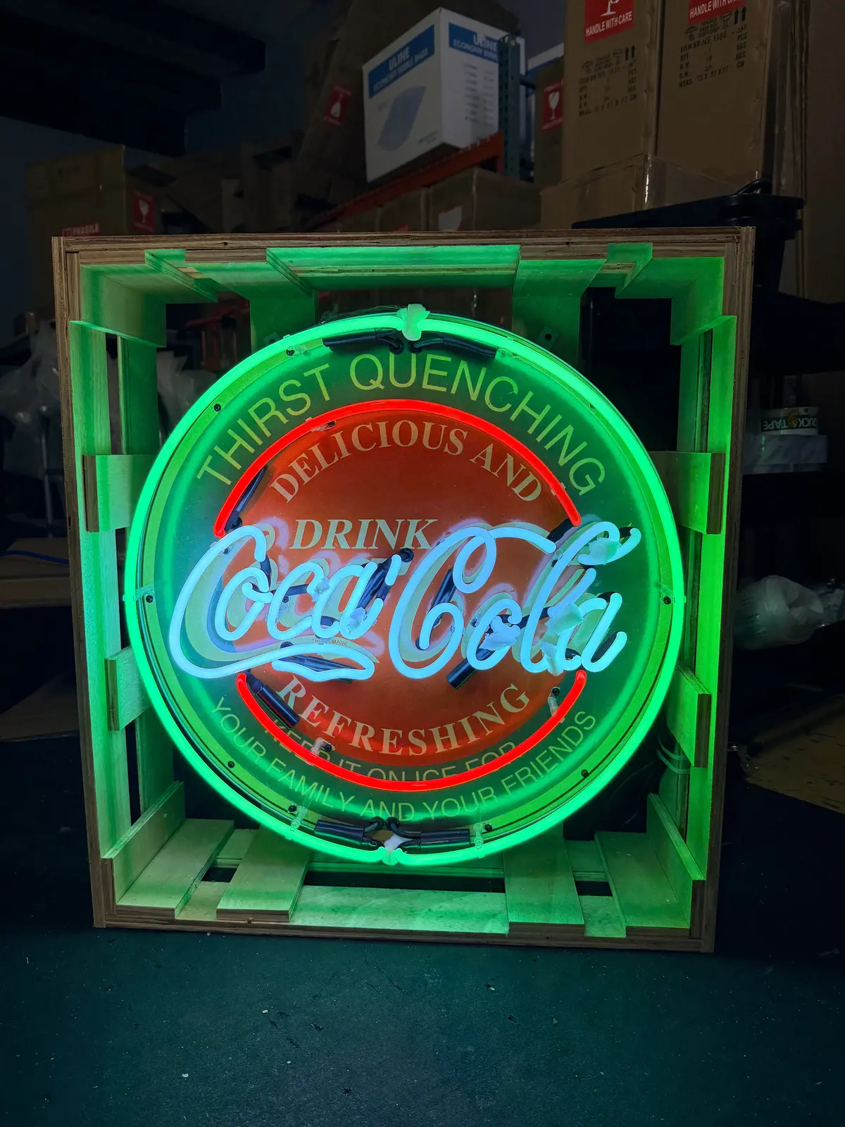 Classic Refreshing Coca-Cola Single-Sided Neon Porcelain Box Sign 1