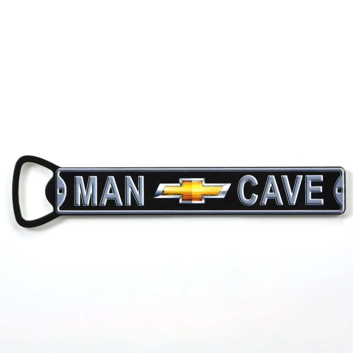 Chevy Bowtie Man Cave Steel Bottle Opener 1