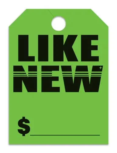 Jumbo "Like New" Car Dealer Mirror Hang Tags - Fluorescent Colors Large Size (8-1/2" × 11-1/2") Tags For Auto Dealership Supplies - Durable 11-Point Stock Material 1