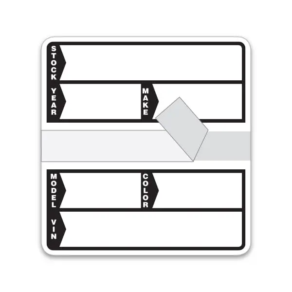 Poly Stock Sticker With Stock, Year, And Make Fields - 2-7/8" X 3" Windshield Decals - High-Quality Face Adhesive Vinyl Labels For Car Dealership 1