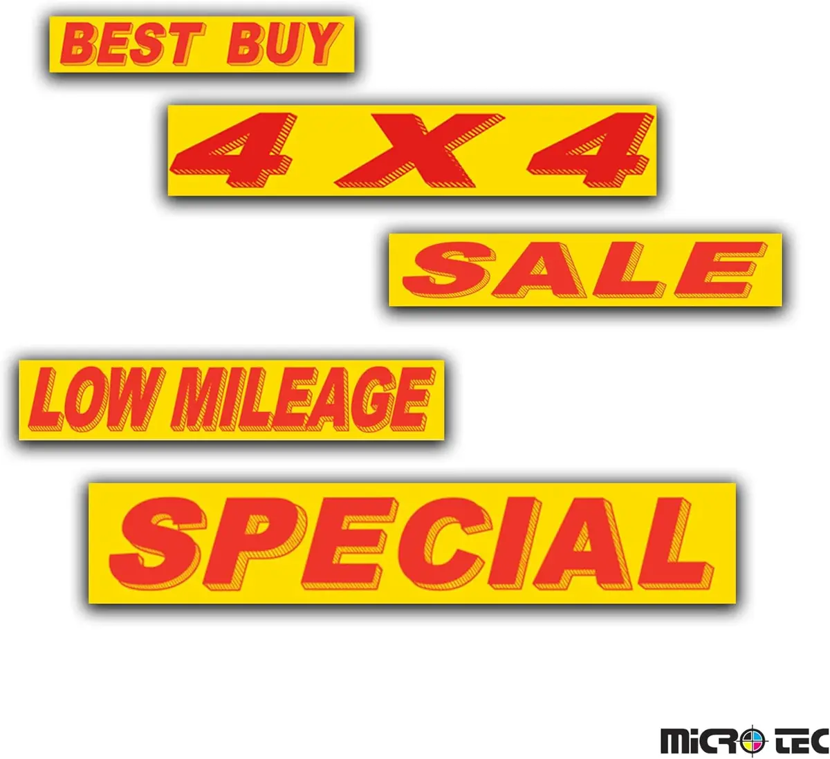 Vibrant Yellow & Red High-Visibility Slogan Stickers – Weatherproof Vinyl Decals For Car Dealership Promotions & Vehicle Advertising – 14.5" X 2.75" – Easy Application & No Residue – Automotive Sales Marketing Stickers 24