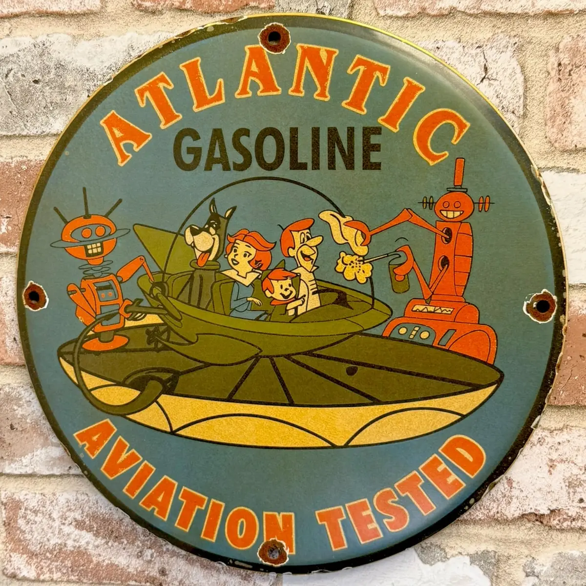 Meet The Jetsons Atlantic Gasoline Porcelain Enamel Metal Sign 12-Inch 1