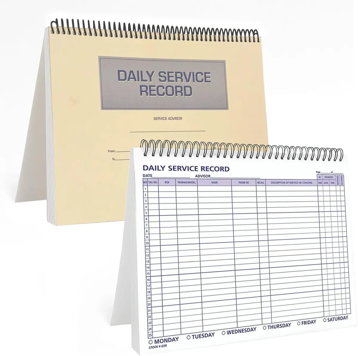 Daily Car Service Record Book – 8.5" X 11" Spiral Bound Auto Service Log – Blue Ink Durable 90# Paper – Automotive Service & Repair Tracking – Dealership Workshop Record - 100 Pages/Book 1