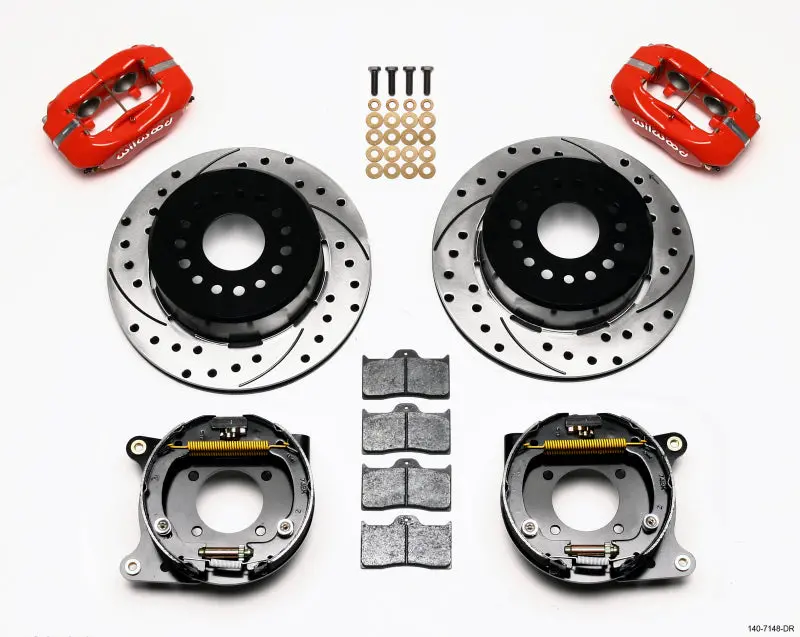 Wilwood 1993-1997 Chevrolet Camaro 4Th Gen Forged Dynalite P S Park Brake Kit Drilled Red 1