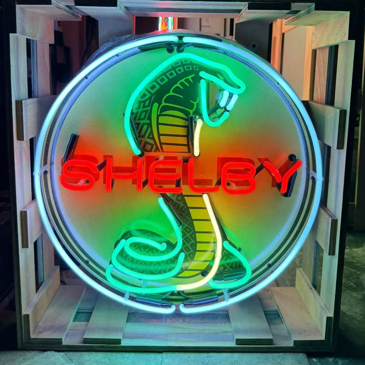 Shelby Cobra Vintage Ford Muscle Neon Porcelain Enamel Sign With Can 1