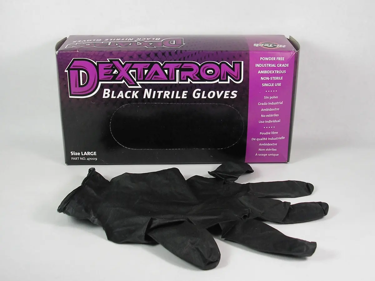 Dextatron Black Nitrile Gloves 1