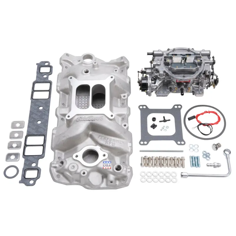 Edelbrock 1980-1986 Chevrolet Camaro 2Nd-3Rd Gen Manifold And Carb Kit Performer Rpm Small Block Natural Finish 1