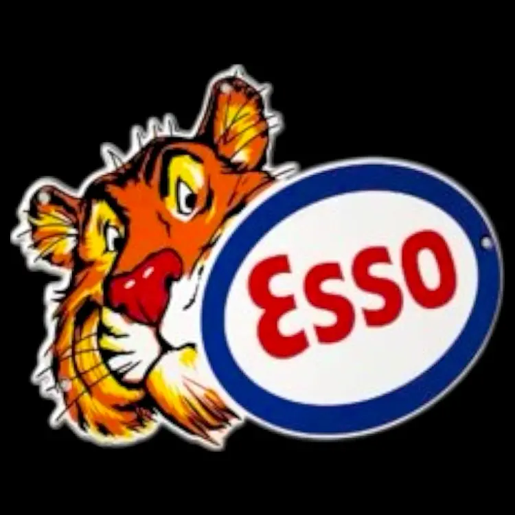 Esso Tiger Face Die Cut Porcelain Vintage Metal Sign 1