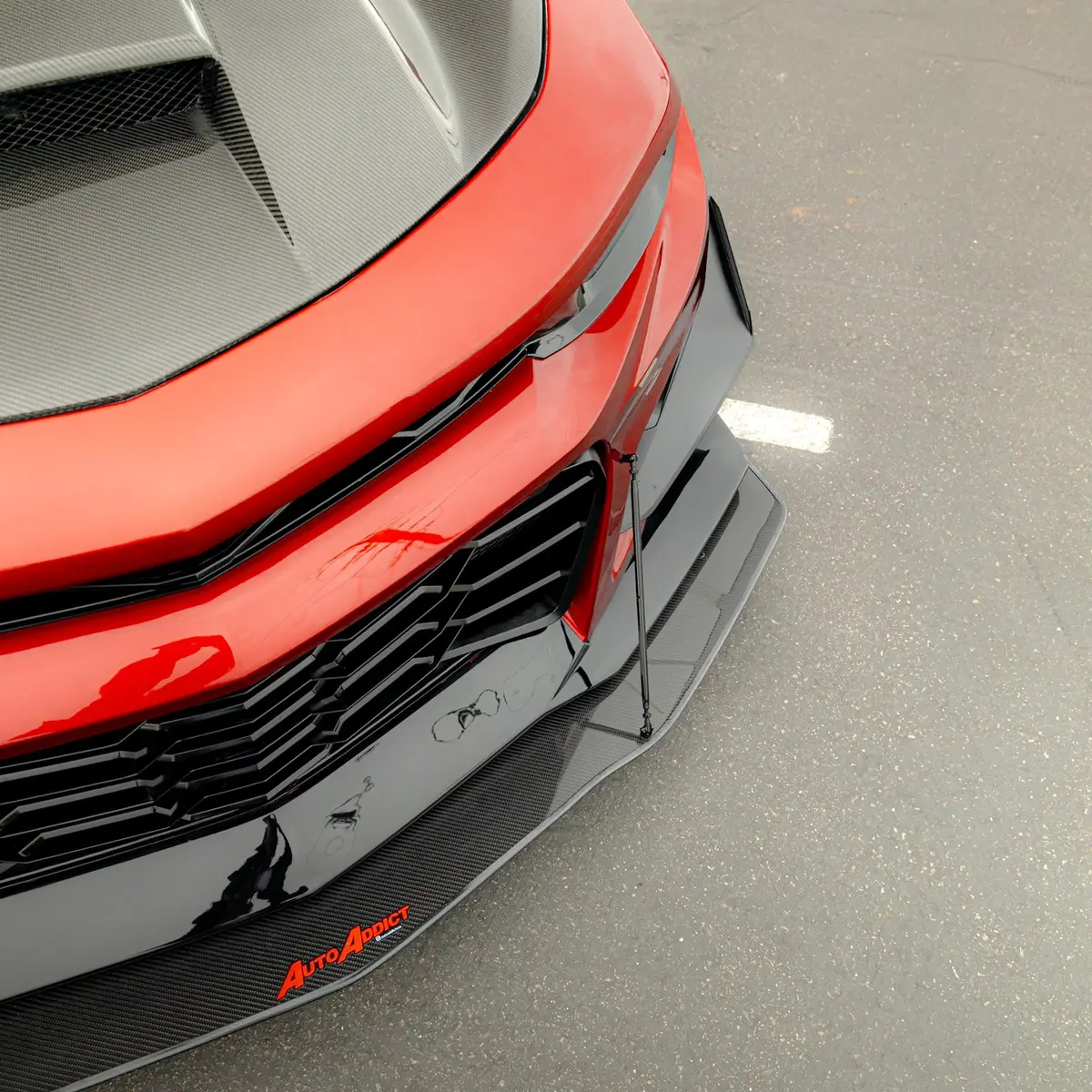 2019-2024 Chevy Camaro Ss/Rs Carbon Fiber Extension Splitter With Rods 1