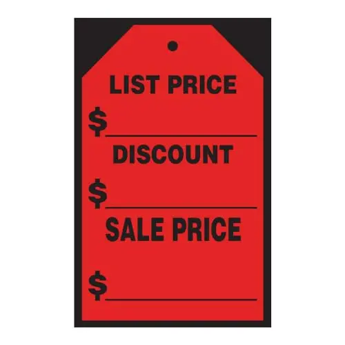 Vibrant Red List Price, Discount & Sale Price Window Stickers & Hang Tags – Large 7" X 11" – Durable Vinyl Decals For Car Dealerships & Retail Promotions 1