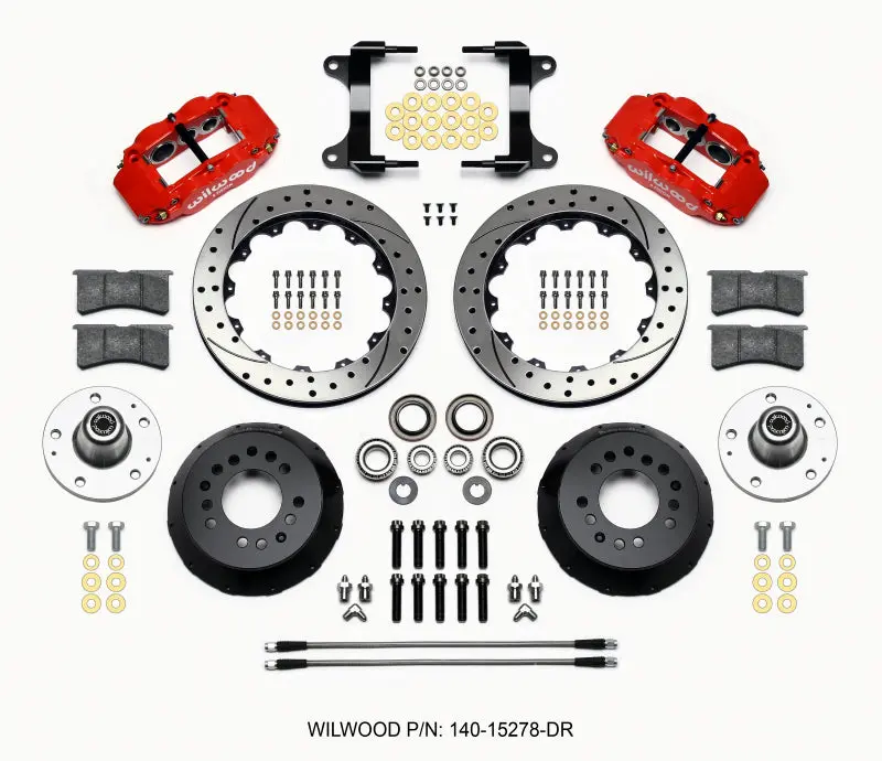 Wilwood 1982-1992 Chevrolet Camaro 3Rd Gen Narrow Superlite 6R Front Hub Kit 12.88In Drill Red 1