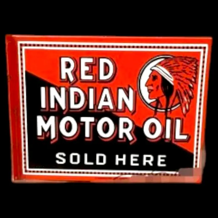 Red Indian Motor Oil Porcelain Enamel Vintage Metal Reproduction 1