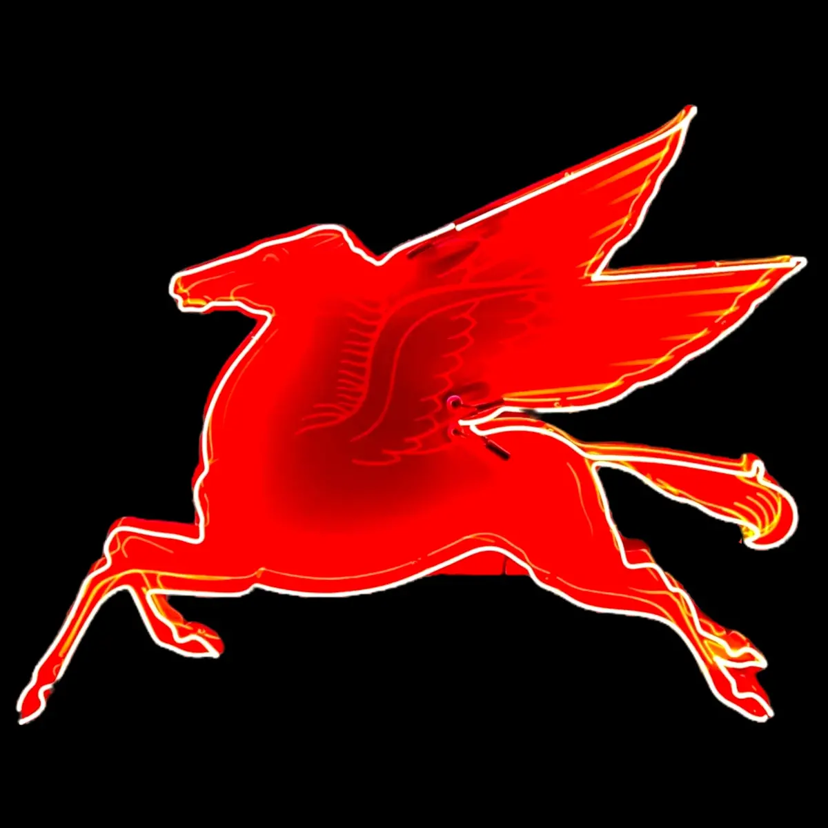 Xl Pegasus Real Neon Sign - Vintage Mobil Gas Station Reproduction - Die Cut, Glass, Porcelain, Steel Can 1