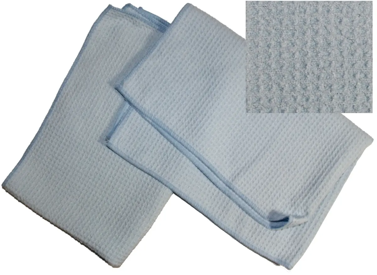 Blue Soft Waffle Style Microfiber Towels 1