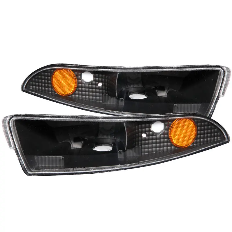 Anzo 1993-2002 Chevrolet Camaro 4Th Gen Euro Parking Lights Black W Amber Reflector 1