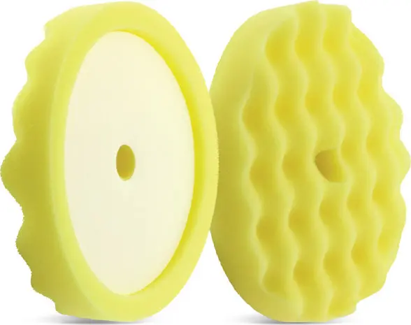 8" Med Cut Yellow Recessed Foam Buff Pad 1