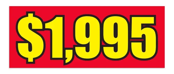 Windshield Banners 50" × 20" - Enhance Visibility And Style With Easy Installation, Reusable Vinyl, Weather-Resistant - 	 Sale Blue With White Letters, $9,995 Red 1