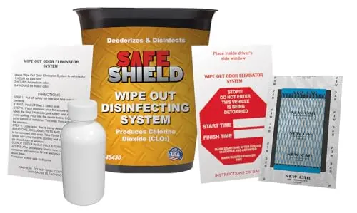 Wipe Out Odor Eliminator System For Metal & Plastic - Long-Lasting Automotive Odor Remover And Home Office Air Freshener - Includes Odor Packet, Cup, And Freshener 1