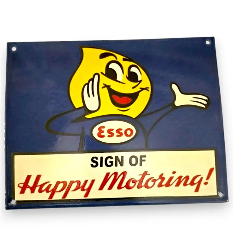 Esso Happy Motoring  Porcelain Enamel Vintage Metal Reproduction 1