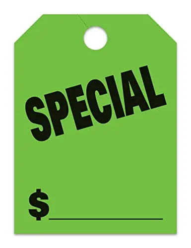 Jumbo "Special" Car Dealer Mirror Hang Tags - Fluorescent Colors Large Size (8-1/2" × 11-1/2") Tags For Auto Dealership Supplies - Durable 11-Point Stock Material 1