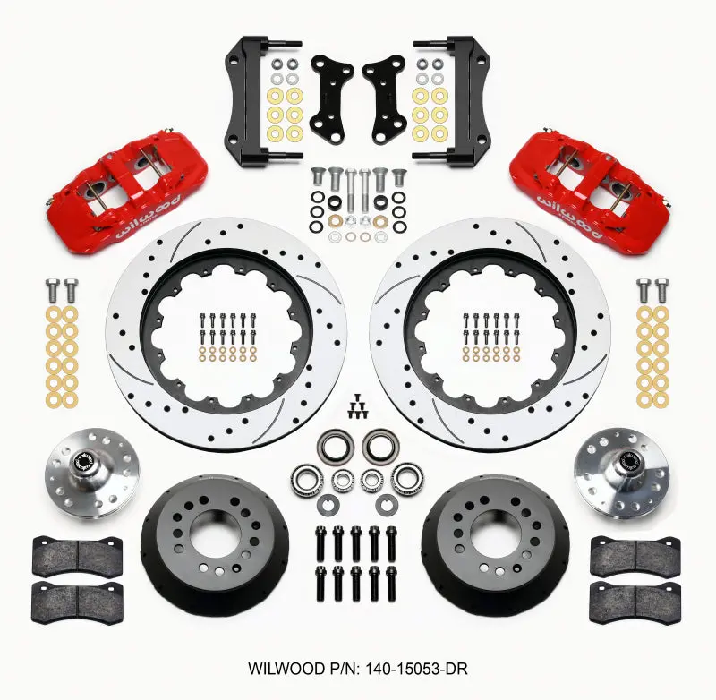 Wilwood 1967-1969 Chevrolet Camaro 1St Gen Aero6 Front Hub Kit 15.00 Drilled Red 1