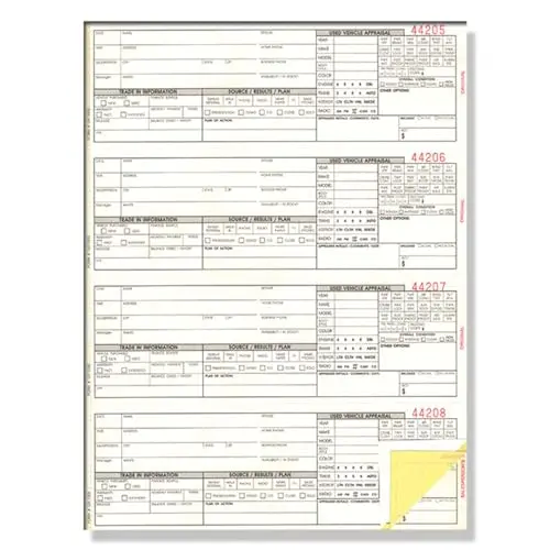Guest Register Book - 8-1/2" × 11" Detailed Information Management System For Prospects - Four Guests Per Page - 3-Part Carbonless White, Canary, Heavy White Stock 1