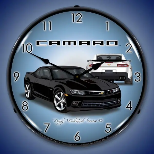 Lighted 2014 Ss Camaro 5Th Generation Black Clock 1
