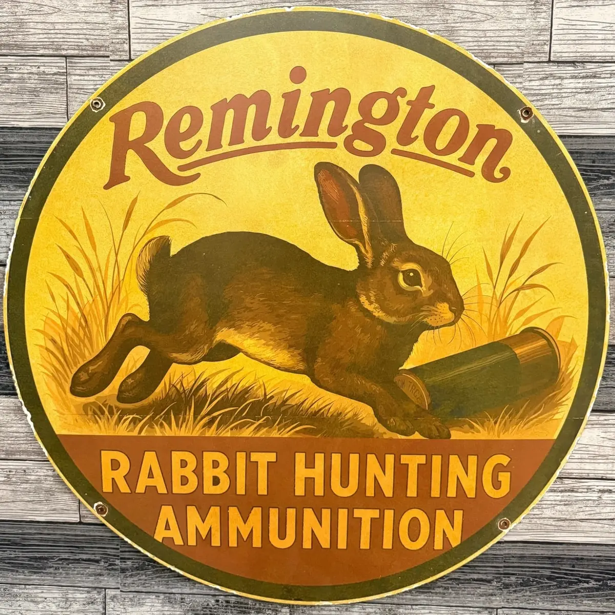 Remington Rabbit Hunting Large Porcelain Dealership Advertising 1