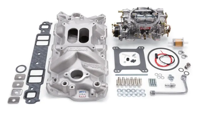 Edelbrock 1980-1986 Chevrolet Camaro 2Nd-3Rd Gen Manifold And Carb Kit Performer Eps Small Block Natural Finish 1