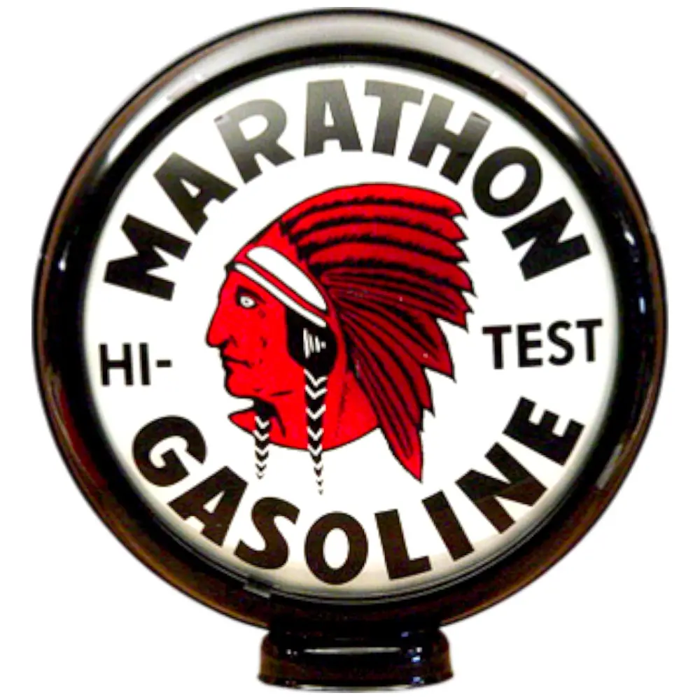 Marathon Hi-Test Gasoline Lighted Globe Gas Pump Topper 1