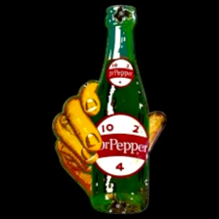 Dr. Pepper Bottle Die Cut Porcelain Vintage Metal Sign 1