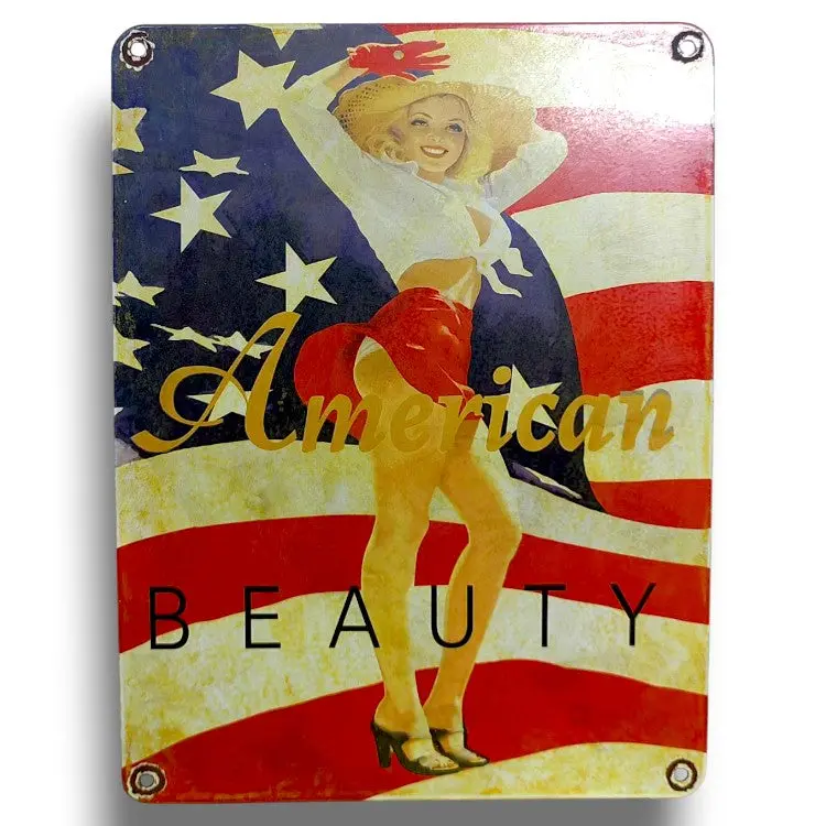 American Beauty Porcelain Enamel Vintage Metal Reproduction 1