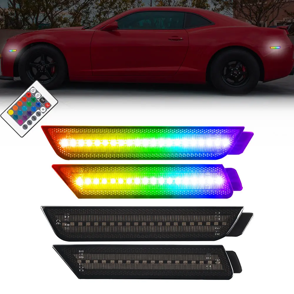 2010-2015 Chevrolet Camaro Rgb Smoked Led Side Markers 1