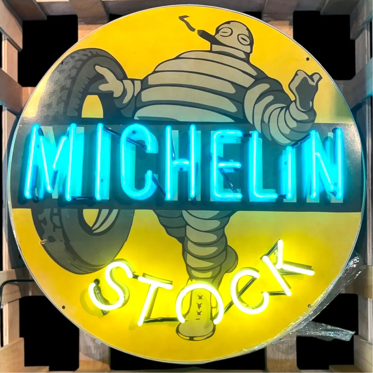 Michelin Man Stock Tires Neon Porcelain Enamel Sign 1