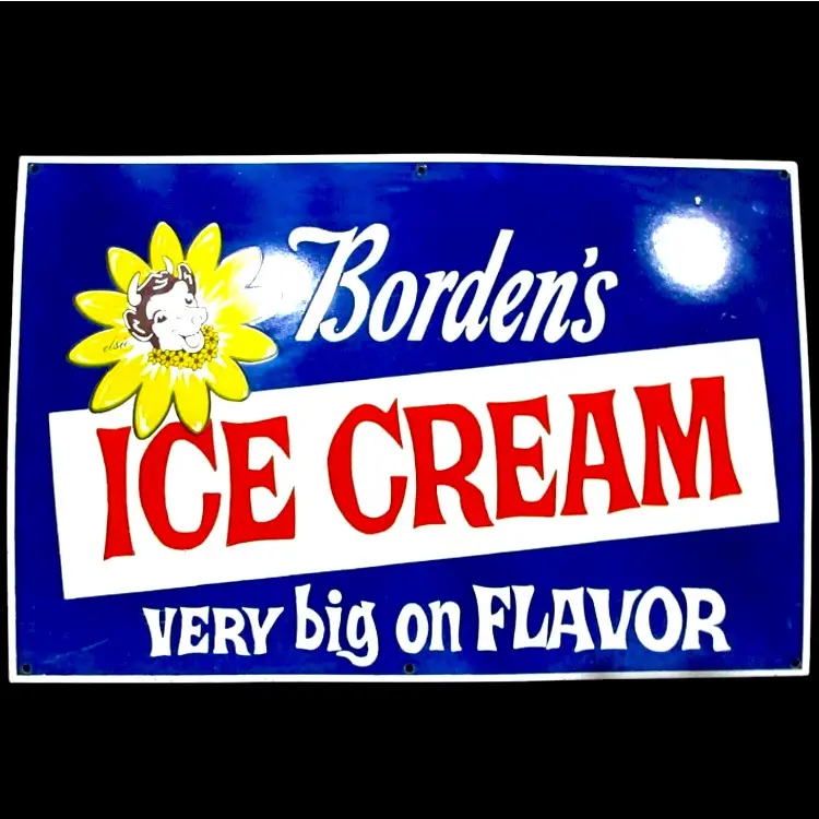 Borden's Ice Cream Big Flavor Porcelain Enamel Vintage Metal Reproduction 1