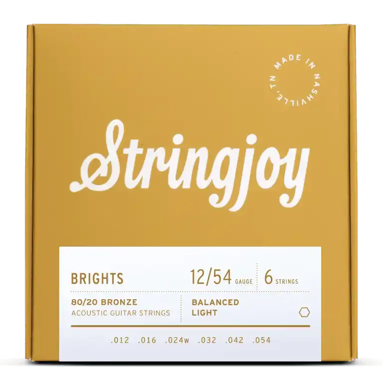 Stringjoy Brights | Light Gauge (12-54) 80/20 Bronze Acoustic Guitar Strings 1