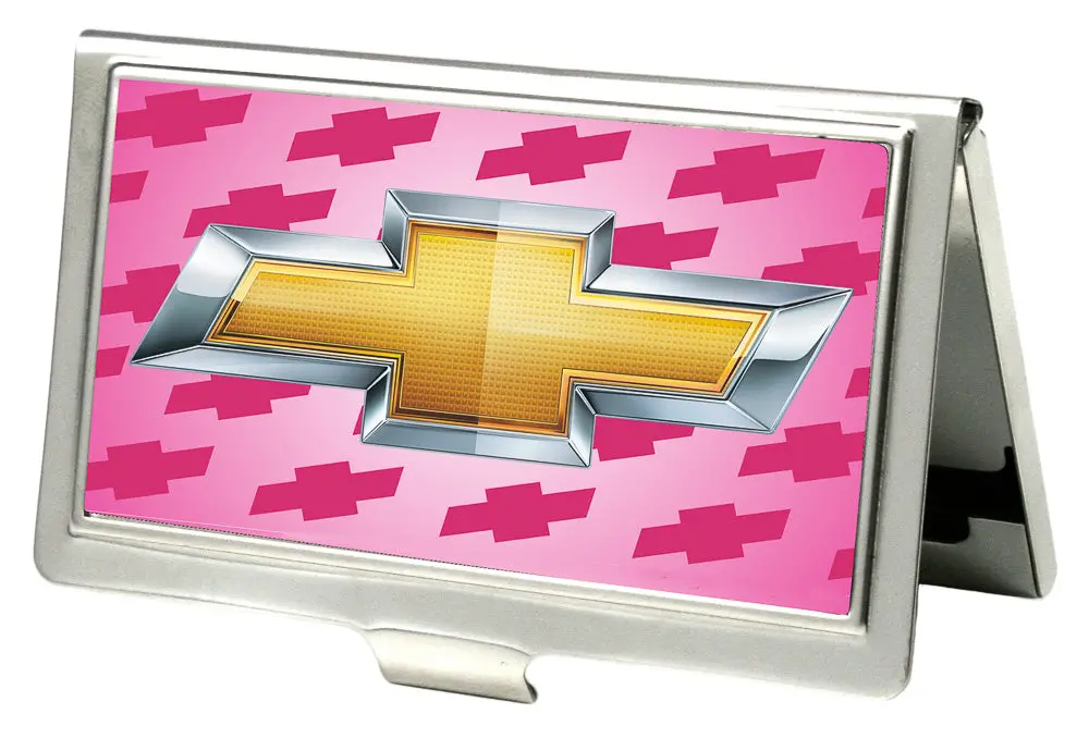 Chevy Gold Bowtie W/ Logo Fcg Pink Business Card Holder - Small 1