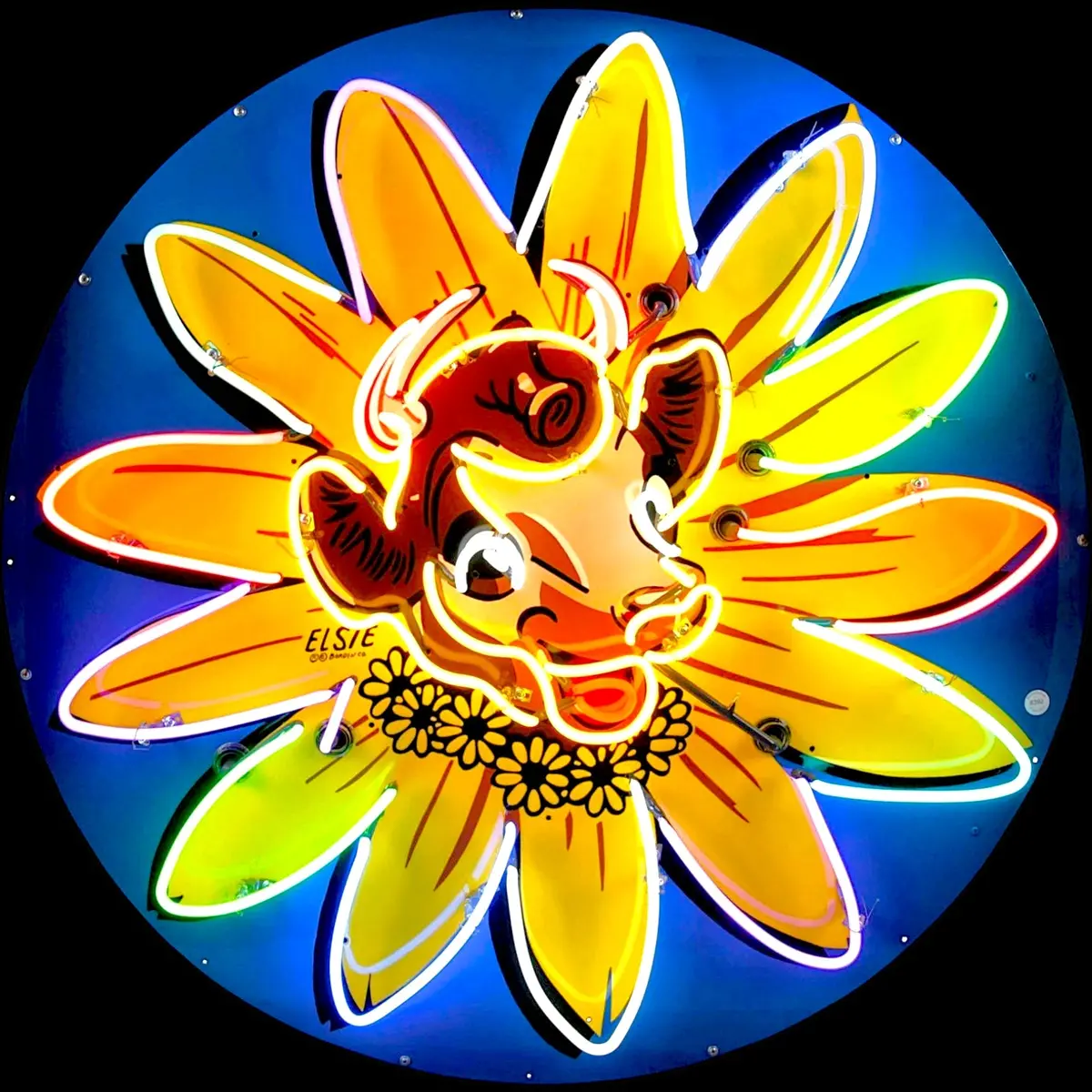 Borden's Elsie The Cow Neon Porcelain Advertising Sign With Can 1