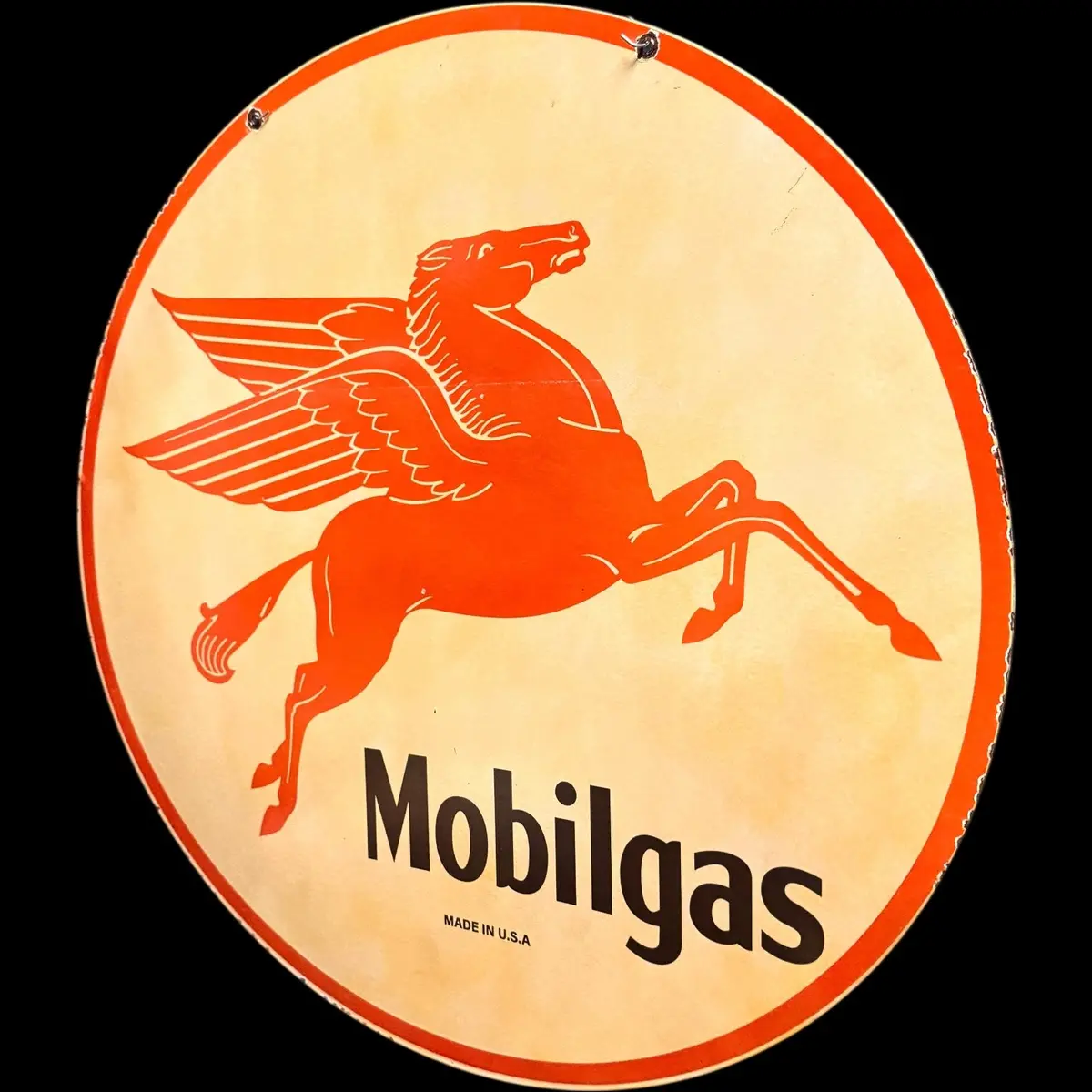 *Limited* Mobilgas Red Pegasus Double-Sided Large Porcelain Enamel On Steel (Ds 30-Inch) 1