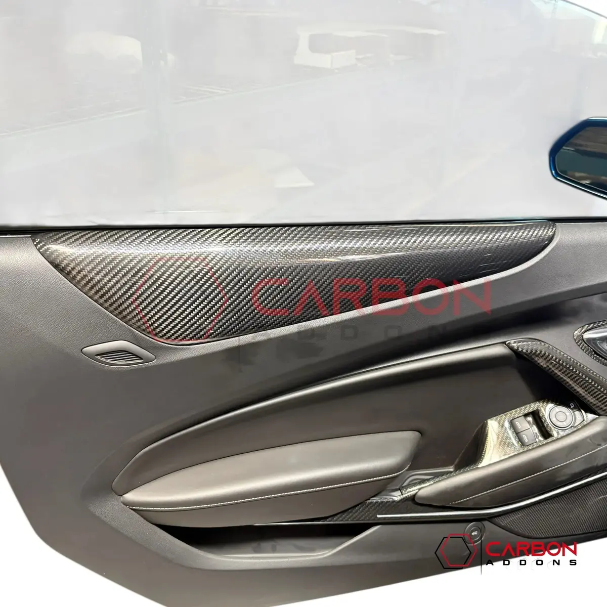 2016–2024 Chevrolet Camaro Real Carbon Fiber Door Panel Armrest Trim Cover 1