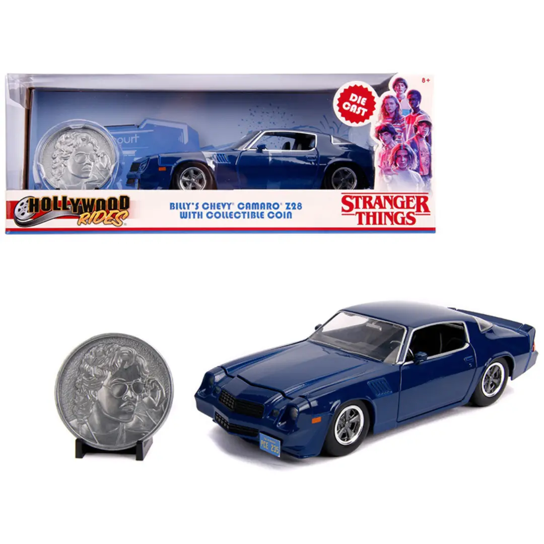 Billy's Camaro Z28 Dark Blue W/ Coin Stranger Things 1/24 Diecast 1