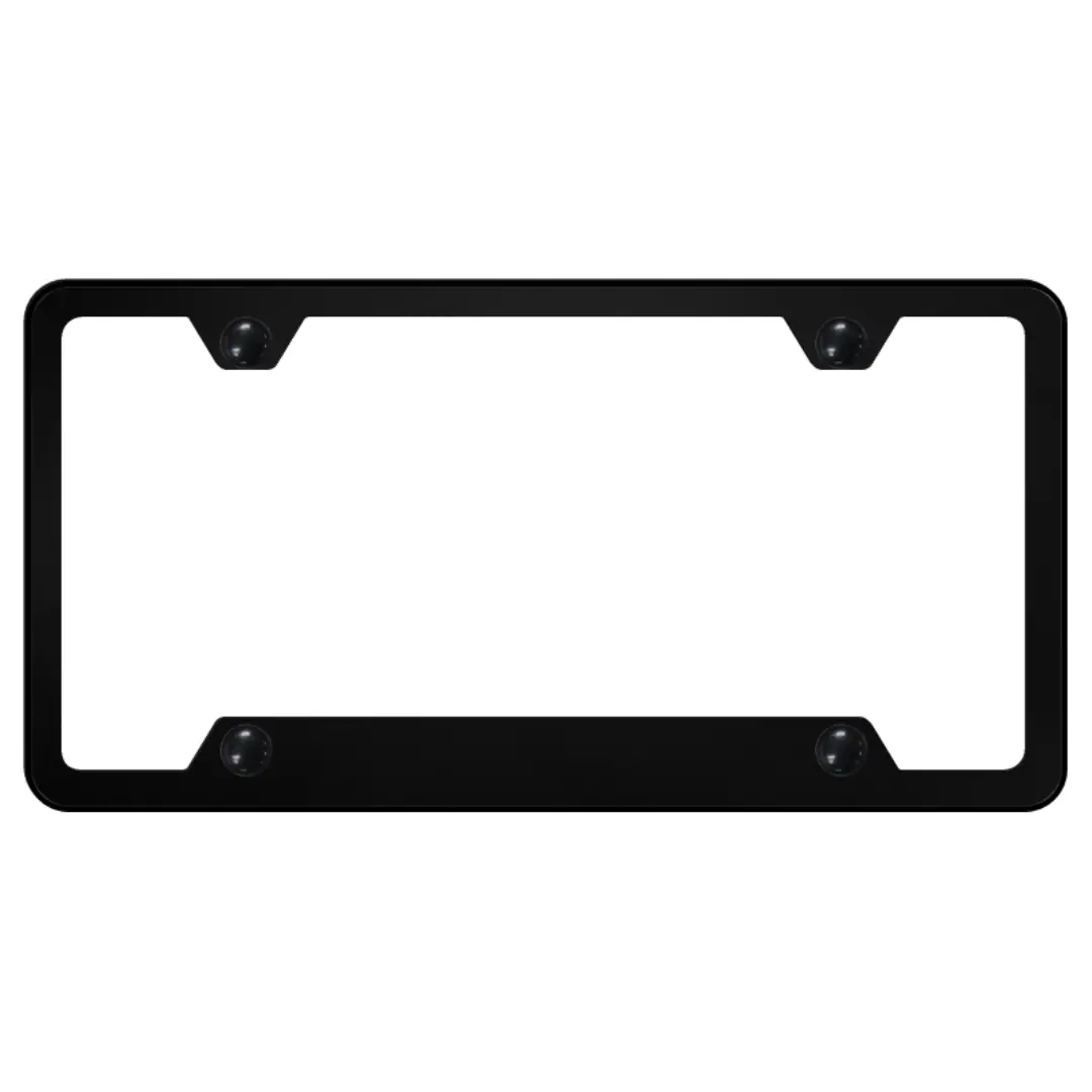 Black 4-Hole Notched License Plate Frame - Powder-Coated Stainless Steel 1
