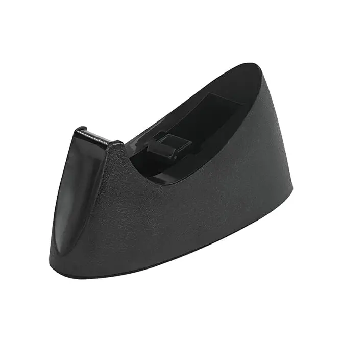Black Desktop Tape Dispenser - Weighted Non-Skid Base For Stability - Fits 3/4" Tape Width, 1" Core Size - Heavy-Duty Plastic Build - Office & Home Organization 1