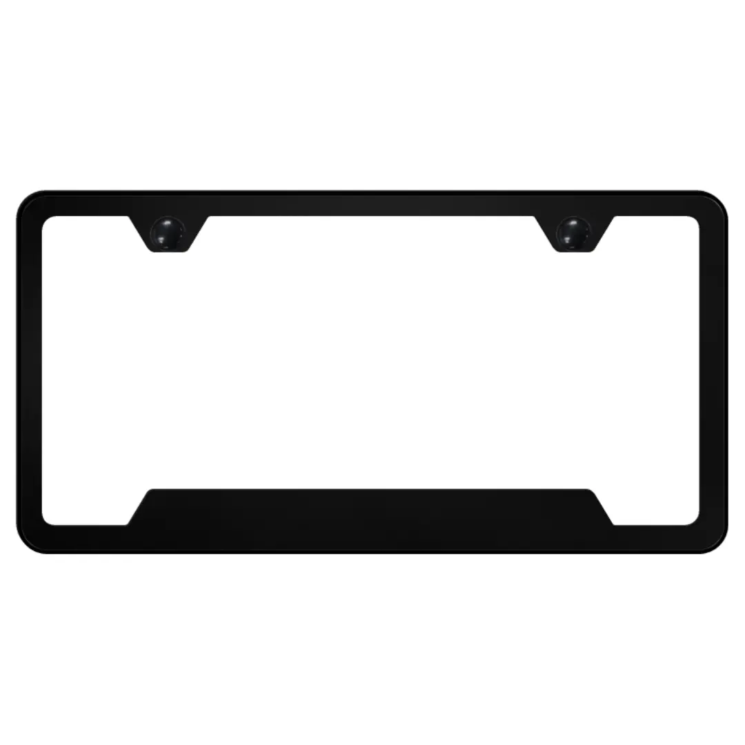 Black Notched License Plate Frame - Powder-Coated Stainless Steel 1