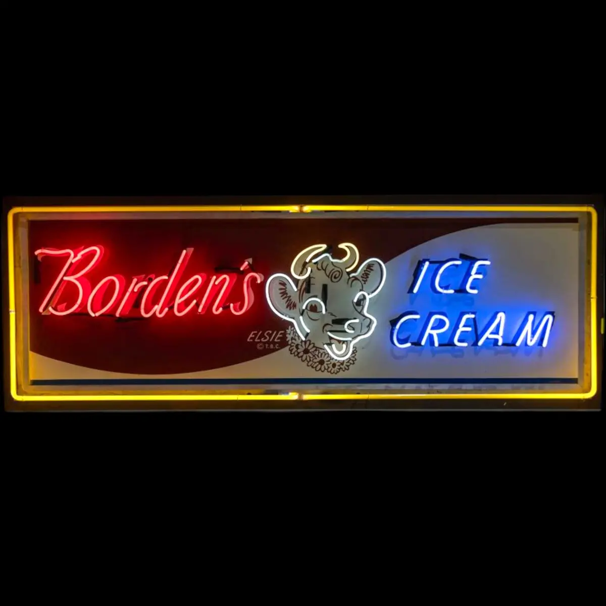 Borden's Ice Cream Retro Elsie The Cow Neon Porcelain Panel Display Sign 1